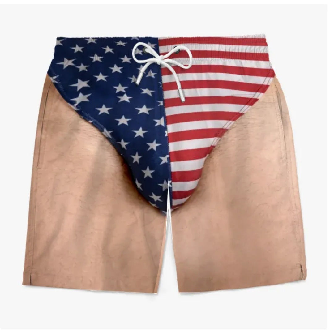 Men Funny Fake Two Piece Boardshorts