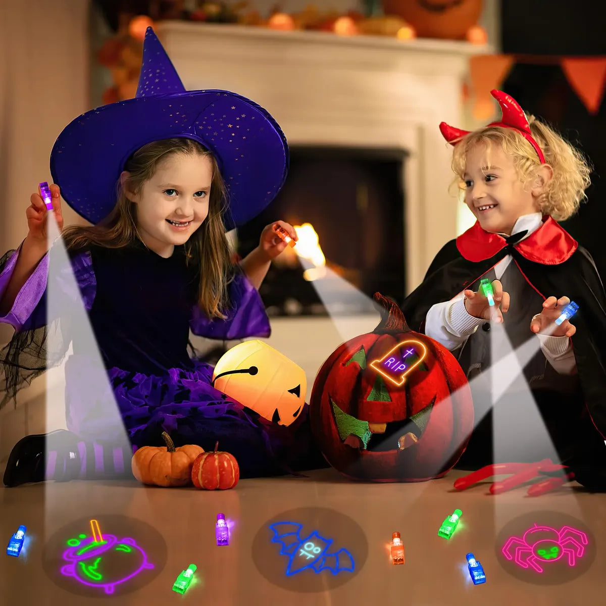 Halloween Finger Projector Lights — Pack of 36