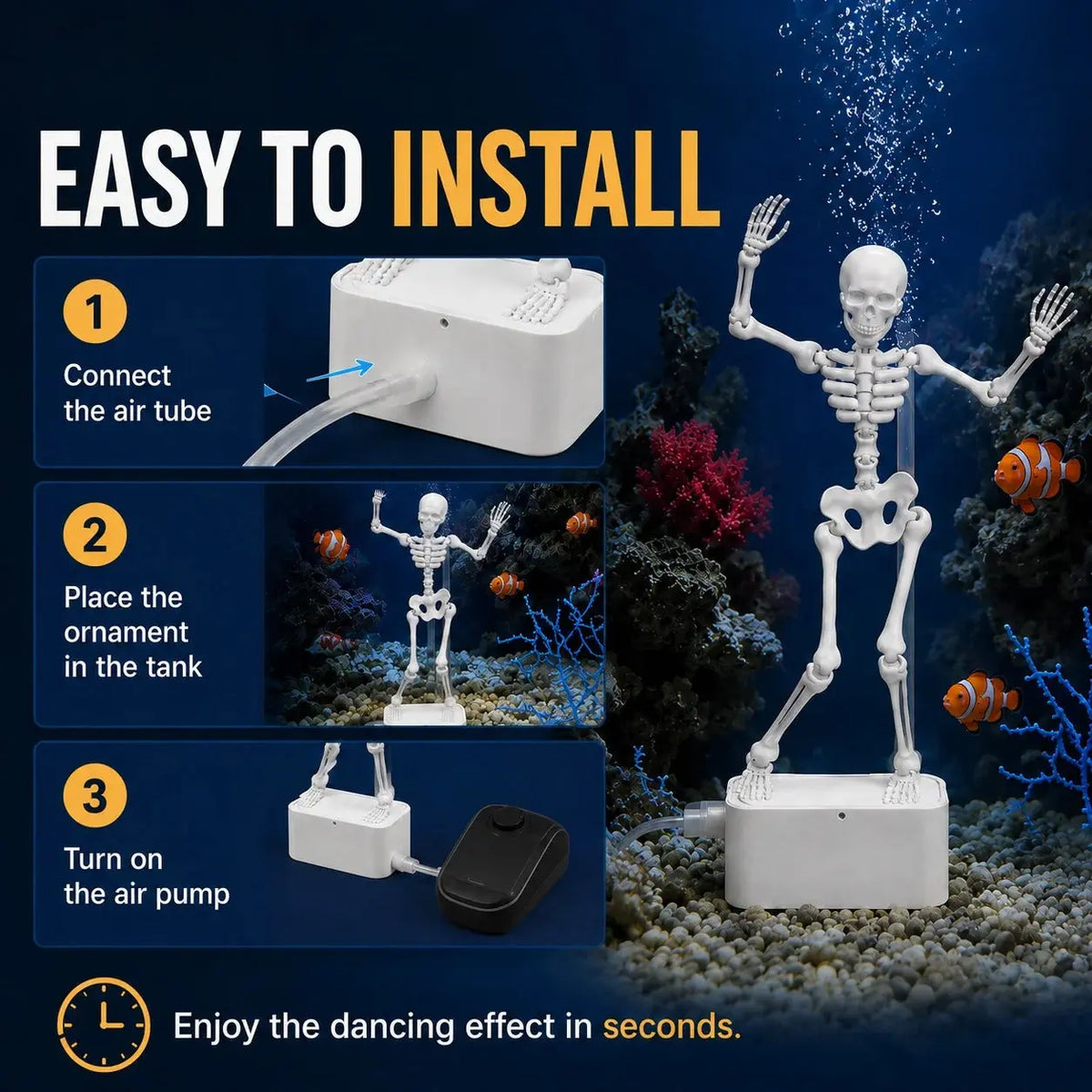 Dancing Skeleton Aquarium Bubbler Happy Hive