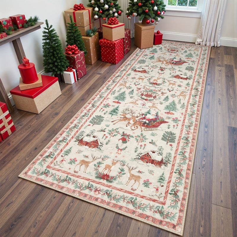 MerryStep™ Washable Christmas Runner Rug – Soft, Dirt-Resistant Festive Decor
