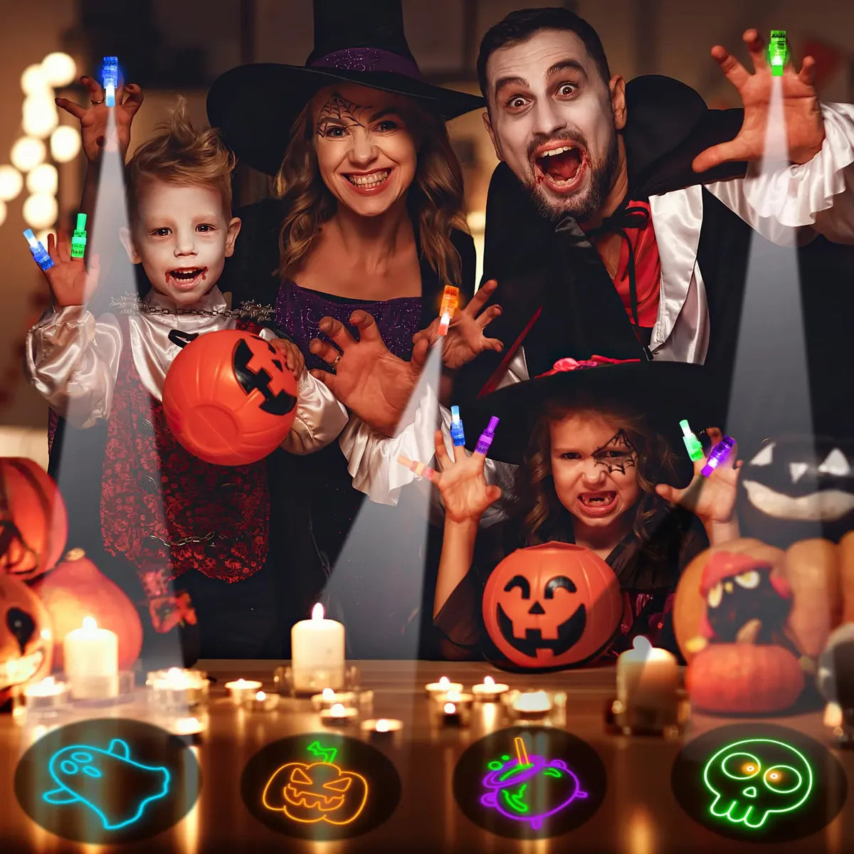 Halloween Finger Projector Lights — Pack of 36