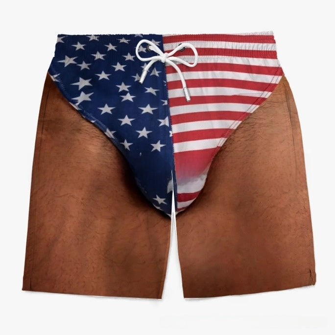 Men Funny Fake Two Piece Boardshorts
